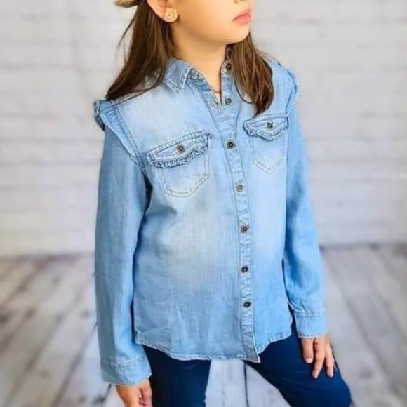 Matilda Jane Lyles Chambray Denim Button Down Shirt. Long Sleeve. Size 4. EUC. - Picture 4 of 15
